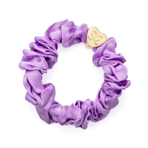 Hairband- Gold Heart Silk Scrunchie Lilac
